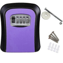 Wall Mounted 4 Digit Aluminium Alloy Key Lock Box for Site, Apartment, or Factory Use - Simple and Safe Design in Purple Color