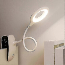 (White) Led Clip-on Reading Lamp Dimmable Eye Protection Table Lamp