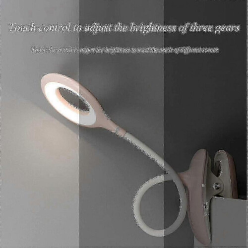 (Pink) Led Clip-on Reading Lamp Dimmable Eye Protection Table Lamp 2