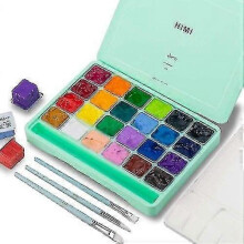 Himi Gouache Paint Set, 24 Colors X 30 Ml with Brushes And Palette. Unique Jelly Design, Non-toxic. for Watercolor Paper Canvas, Perfect Beginners, St