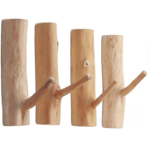 Rustic Wooden Wall Hooks for Coats, Tree Branch Style Adhesive Mounted Hooks, Suitable for Any Home Décor 1
