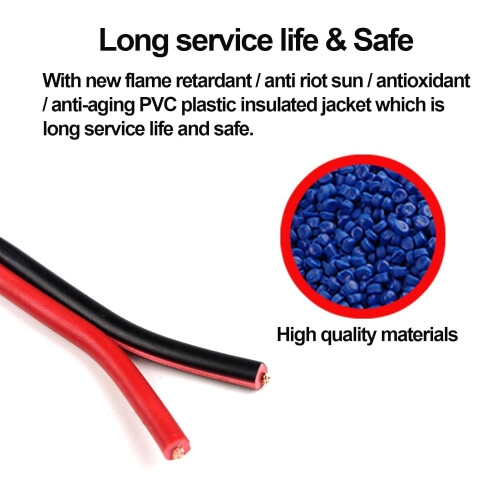 20m 18 AWG Electrical Wire, DC 12V Hookup Red Black Copper Stranded Auto 2 Cord 2