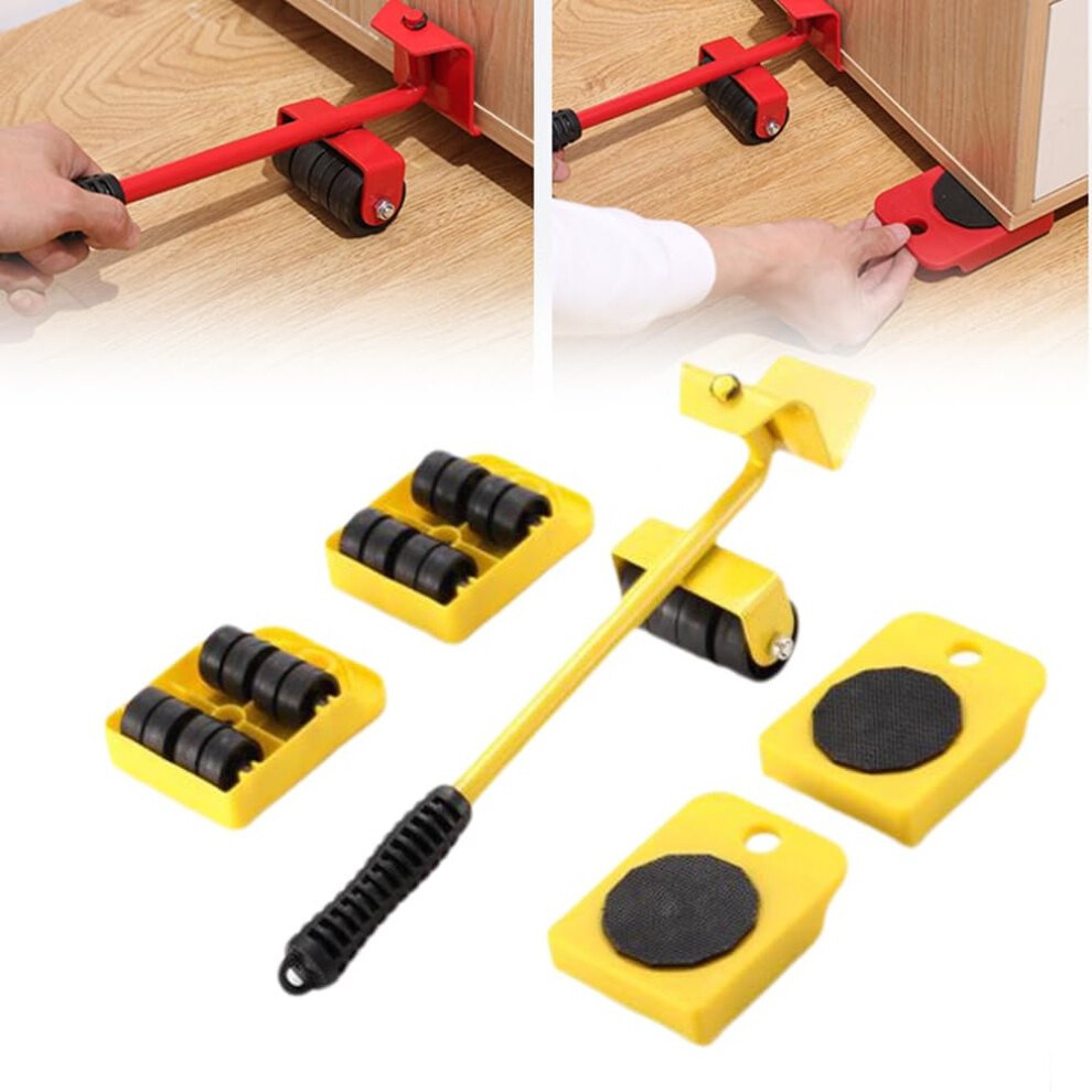 Furniture Lift Mover Tool Set With Adjustable Height Lifting Tool Lever 4 Wheels, Furniture Mover Dolly (Yellow) Yellow 395291725719