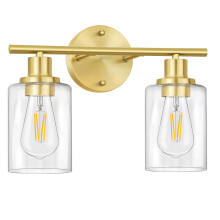 Bathroom Light Fixtures, 2Light Brushed Brass Vanity Light, Gold Wall Sconces Lighting