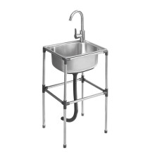 Thickened Stainless Steel Washbasin Single Groove With Bracket Washbasin Single Basin 37 42cm (Size : 37 42cm)