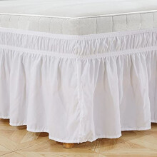 Wrap Around Bed Skirts, Full Twin Queen King Elastic Bed Ruffles Dust Ruffled Bed Skirts