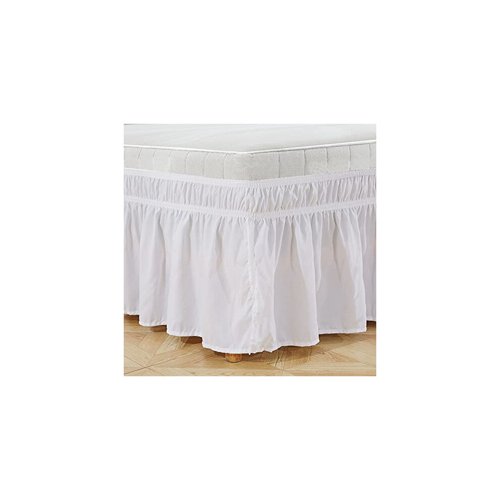 Wrap Around Bed Skirts, Full Twin Queen King Elastic Bed Ruffles Dust Ruffled Bed Skirts