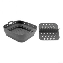 Air Fryer Essential Square Silicone Mat with Divider for FlavorSafe Cooking (Gray) Ref: 6682