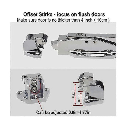 Cooler Door Latch Kit. Safety Freezer Door Latch Handle Set. with Adjustable Offset Strike And 2