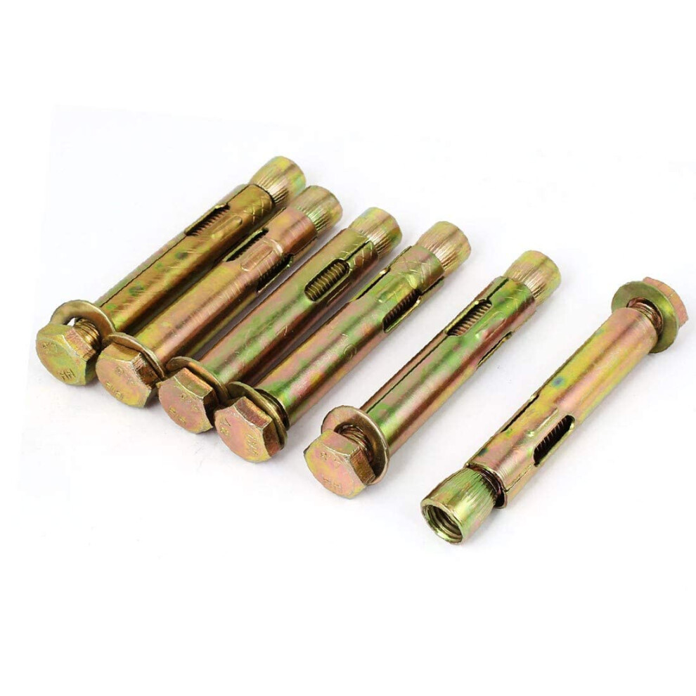 M12x100mm Yellow Zinc Plated Hex Head Expansion Bolts Sleeve Anchor Screw 6Pcs (Color : Multiple Colors) 395291728062