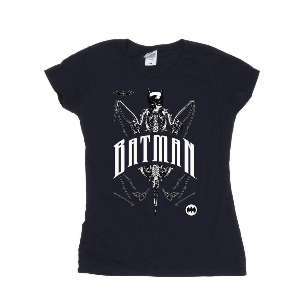 (S, navy blue) Batman Womens/ladies Bat Skeleton T-shirt