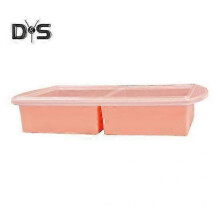 (2Grids, pink) Silicone Soup Freezer Tray with Flexible Lid BPA-Free Leak-proof Versatile Freezing Molds for Soups Sauces And Complementary Food