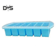 (6Grid, blue) Silicone Soup Freezer Tray with Flexible Lid BPA-Free Leak-proof Versatile Freezing Molds for Soups Sauces And Complementary Food