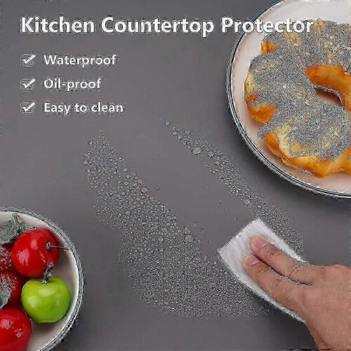 (Grey) Heat-Resistant Silicone Countertop Protector Mat, Non-Slip Large Kitchen Counter Desk Table Pad 2