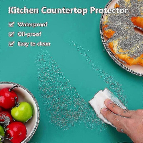 (Green)Heat-Resistant Silicone Countertop Protector Mat, Non-Slip Large Kitchen Counter Desk Table Pad 2