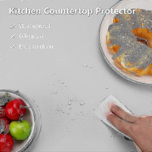 (Beige) Heat-Resistant Silicone Countertop Protector Mat, Non-Slip Large Kitchen Counter Desk Table Pad 2