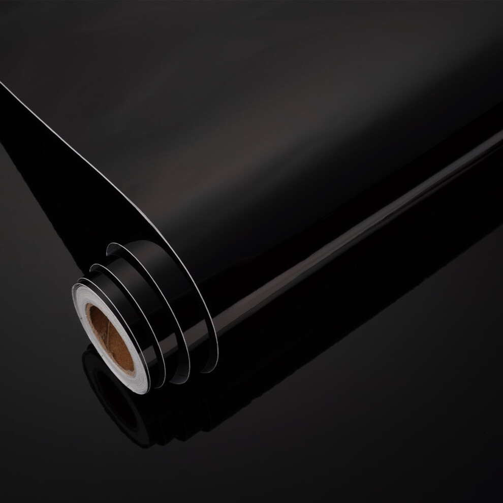 Glossy Black Contact Paper Peel And Stick Wallpaper For Cabinet, Appliances, Desk 395291728932