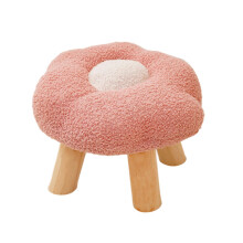 Under Desk Sofa Stool Cartoon Multipurpose Shoes Changing Flower Shape Small Foot Stool Ottoman for Living Room Bedside Apartment Entryway, Pink
