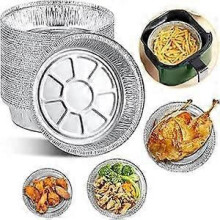 50 Round Foil Trays, Disposable Aluminum Foil Plates, Cake Molds, Baking, Storage (7 inch)
