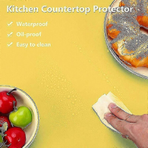 Heat-Resistant Silicone Mat for Counters, Non-Slip Large Desk Protector Pad, Yellow Kitchen Countertop Saver 1