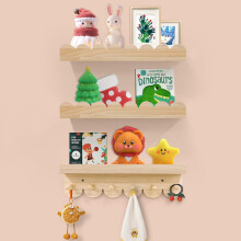 Floating Nursery Book Shelves for Wall, 16'' Wood Book Shelf for Baby Bedroom, Storage