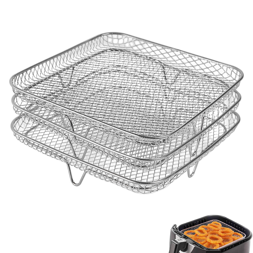 8 inch Air Fryer Rack for Instant Vortex,Philips,COSORI Fryer,Square 3 Stackable Racks