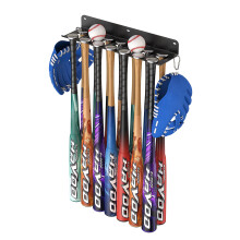 Wall Mount Baseball Bat Holder, 8 Prongs Metal Bat Rack, Holds 14 Bats, Bats Organizer for Dugout Fence Home Garage, Black