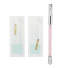 Manual Microblading Tattoo Pen Eyebrow Lip Semi Permanent Makeup with Cartridge Needle Pink