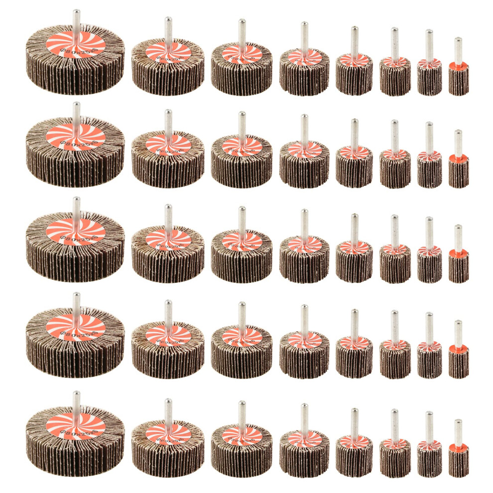 40 Pack 1/4' Abrasive Flap Wheel Sander Set,80 Grit,1/4 Inch Shank Aluminum Oxide 395291732717