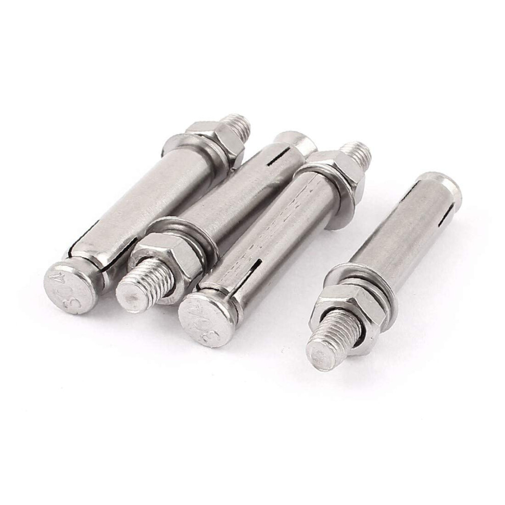 M8x70mm Stainless Steel Hex Nut Sleeve Anchor Expansion Bolts Fasteners 4 Pcs (Color : Multiple Colors) 395291732779
