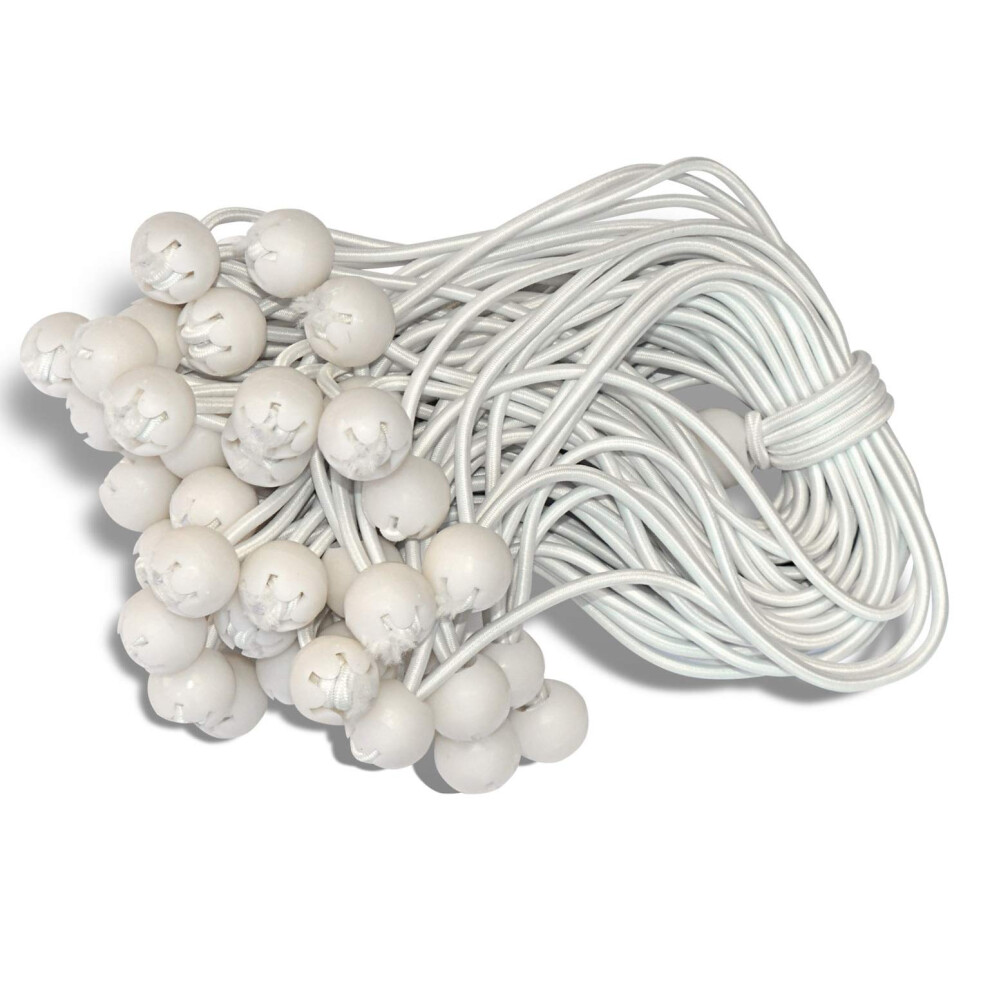 Ball Bungees Cord Tarp Party Tent Tie Downs Bungee Canopy Gazebo Straps (9', 50Pcs, White) 395291732809