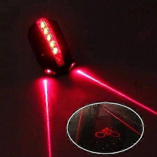 Bike Tail Light Beam Safety Warning Red 2 Laser+5 Led Cycling Warning Light - JA 2