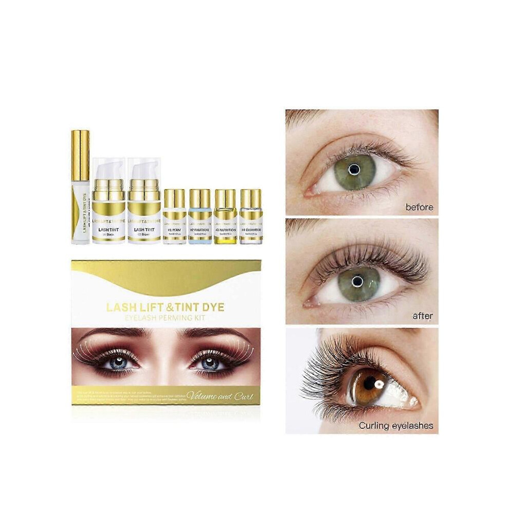 Lash Lift and Tint Kit - Eyelash Perm Kit, Eyelash Tint, Professional Lash Lift and Tint Dye Kit with Black and Brown Color, Semi-Permanent Curling Pe