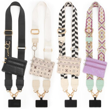 Clip and Go Strap for Women with Wallet Crossbody Phone Case String with Zipper Leather Pouch Adjustable Cellphone Holder
