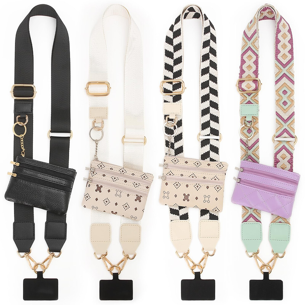 Clip and Go Strap for Women with Wallet Crossbody Phone Case String with Zipper Leather Pouch Adjustable Cellphone Holder