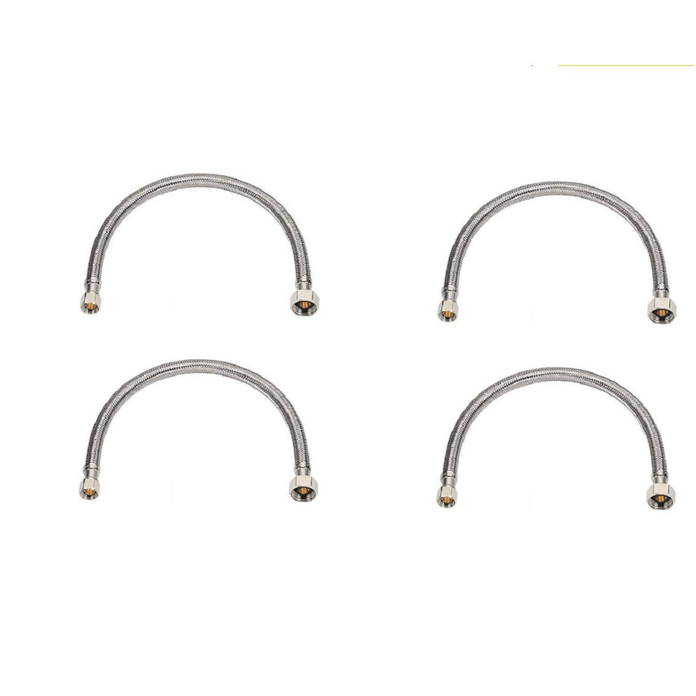 24' Stainless Steel Braided Faucet Connector,Faucet Water Supply Hose Connector Lines 1/2' Fip X 3/8' Comp X 24' (Pack 4) 395291733103