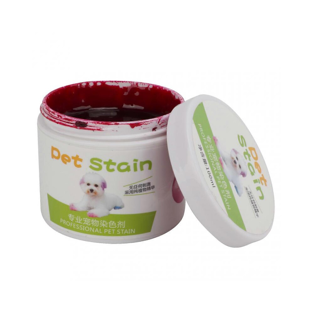 Wine Red Semi-Permanent Pet Hair Dye - Safe, Bright Colors & Wide Mouth Bottle (100g)
