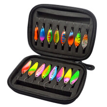 16Pcs Colorful Metal Spinner Baits Set Trout Fishing Lures Sequ Baits with Hook Hard Metal Baits Crankbaits Endurin