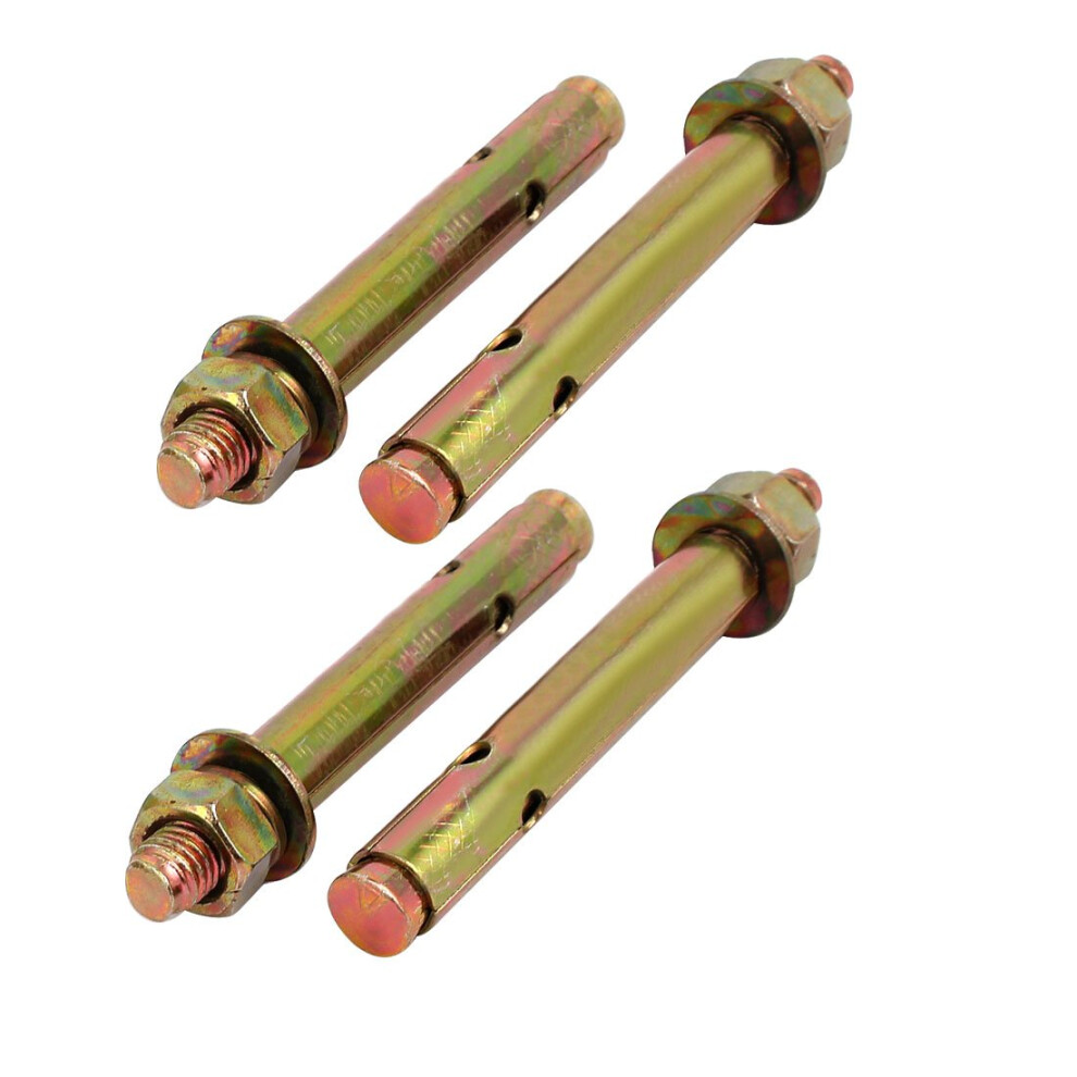 Iivverr M12x120mm Zinc Plated Sleeve Anchor Expansion Bolt Bronze Tone 4Pcs (M12x120mm Zinc Plated Anchor Expansin Perno Bronce Tono 4Pcs 395291734247