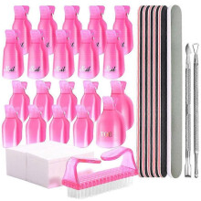 Nail Polish Remover Kit, 10 Finger Tweezers, 10 Toe Tweezers, 100 Cotton Cloths, Nail Care Set
