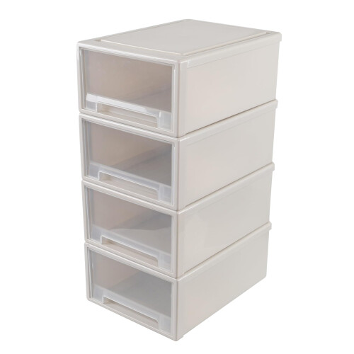 4Pack Plastic Stacking Storage Drawers, 18 Quart Stackable Organizer Drawers