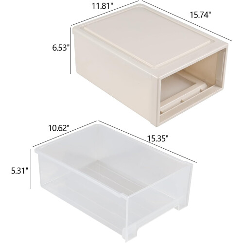 4Pack Plastic Stacking Storage Drawers, 18 Quart Stackable Organizer Drawers 1