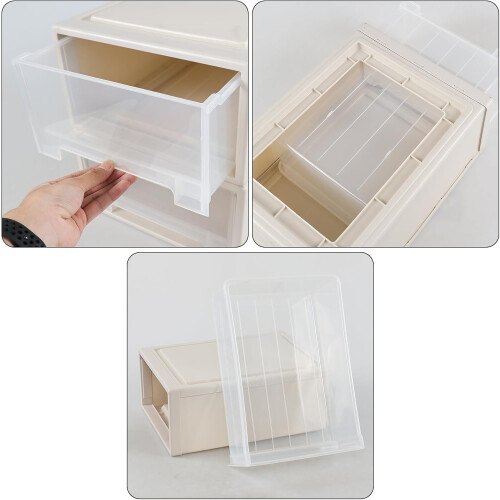 4Pack Plastic Stacking Storage Drawers, 18 Quart Stackable Organizer Drawers 2
