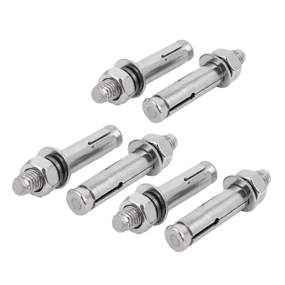 M12x80mm Stainless Steel Sleeve Anchor Expansion Bolts Silver Tone 6Pcs (Color : Multiple Colors, Size : Medium) 395291734452