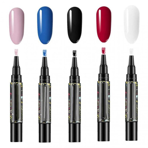 5 pcs One Step Semi-Permanent Nail Polish Pens 3 in 1 Gel