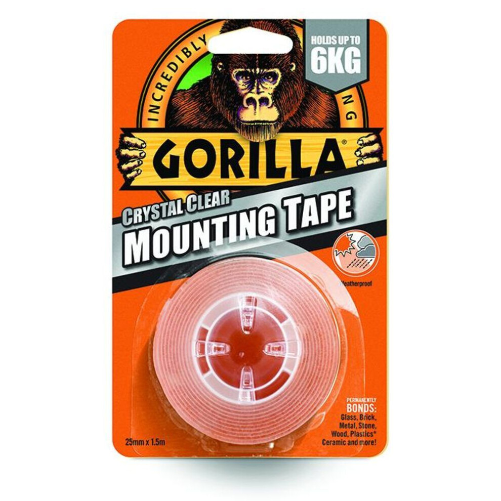 Gorilla Mounting Tape Clear 25mm X 1.5m