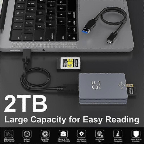 2 in 1 CFexpress Type B SD Card Reader CFexpress Reader USB 3.2 10Gbps Dual-Slot with USB C to USB C 2