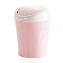 Desktop Trash Can Small Mini Plastic Table Garbage Bin with Swing Lid for Living Room Coffee Table Space Saving (Red)