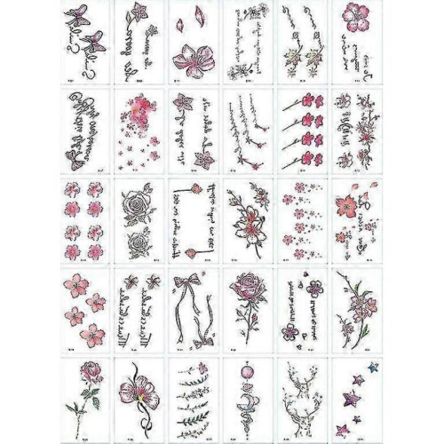 30 Floral Temporary Tattoos - UK Watercolour Botanical Designs