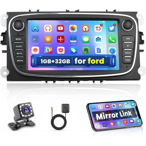 Ραδιόφωνο αυτοκινήτου Bluetooth 7 ιντσών Android με GPS για Ford Focus C-Max S-Max Mondeo Kuga Galaxy